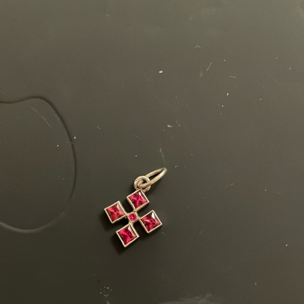 Argentium silver red Burmese spinel pendant